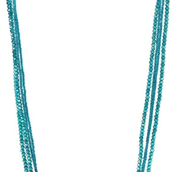 Elegant Layered Waterfall Crystal Beads Necklace in Turquoise Blue, 88CM - Picture 1 of 6